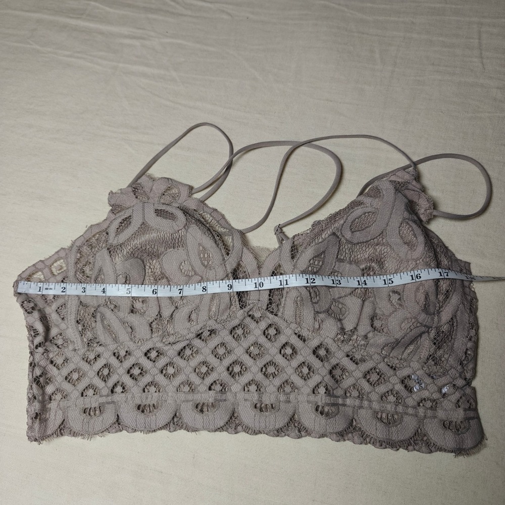Zenana Floral Lace Bralette Ash Mocha Longline Removable Pads boho 3X - Picture 6 of 10